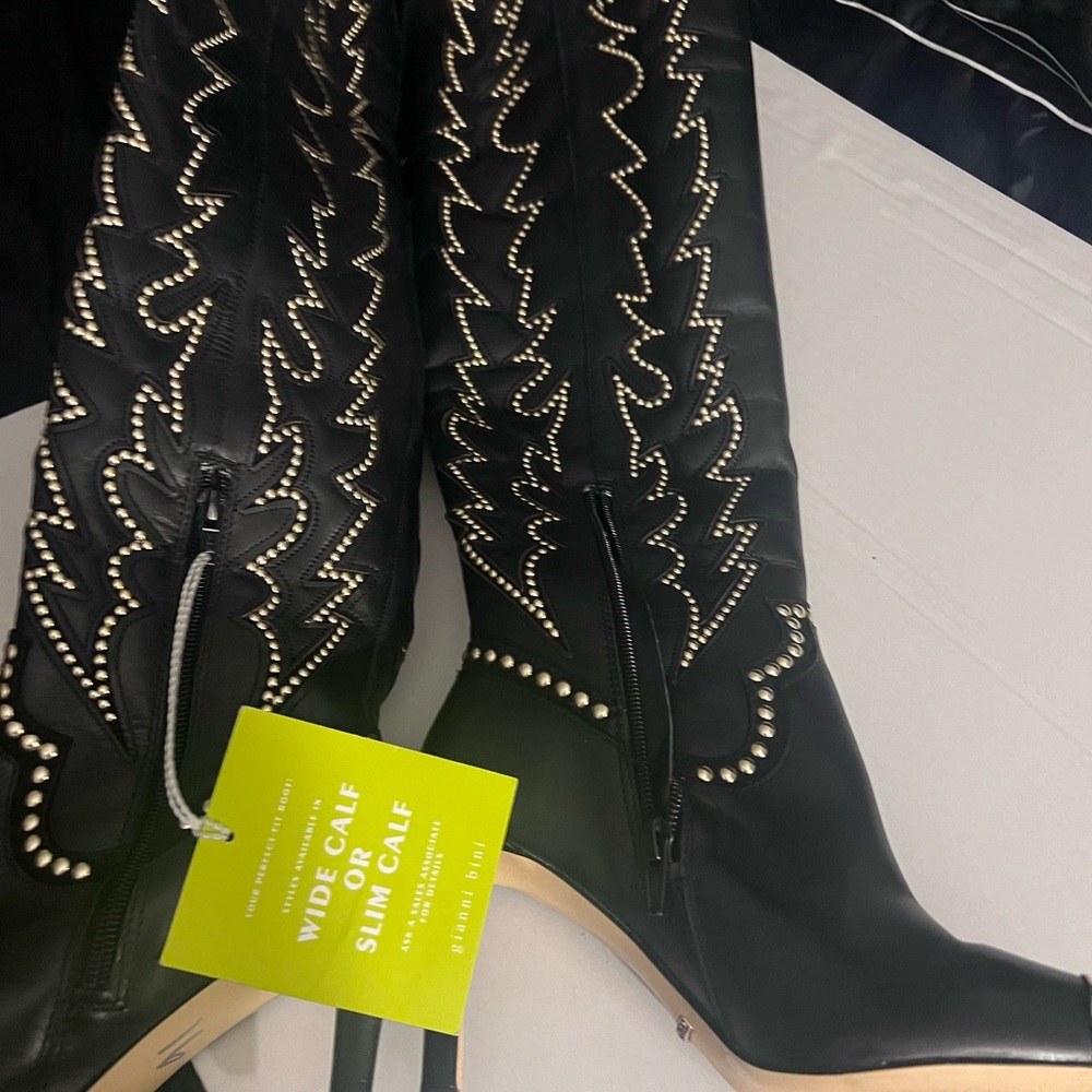 Gianni Bini, gold studded, black Knee-High Boots